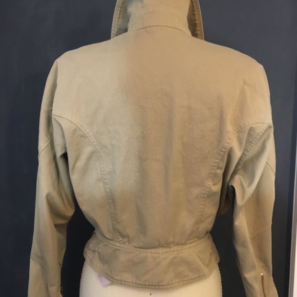 Khaki ABS Asymmetrical Twill Zipper Jacket - Picture 6 of 8